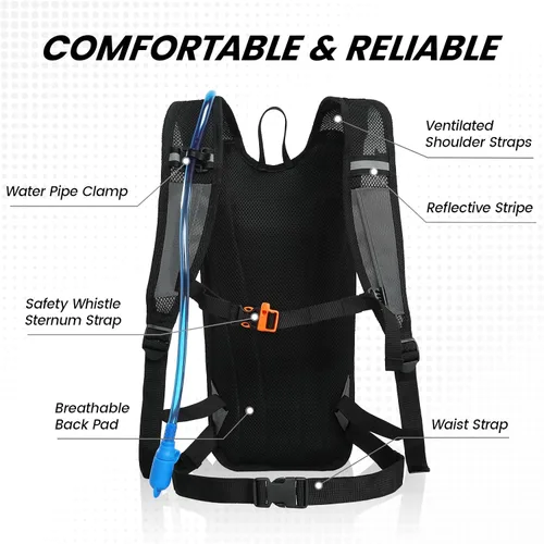 Miniatura 3 de Nepest Mochila de hidratación con bolsa de agua de 2 L para ciclismo, mochila de agua para senderismo, correr, mochila de hidratación ligera 2L