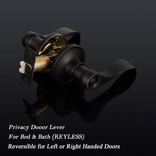 Miniatura 2 de Paquete de 3 manijas de puerta de privacidad para baño, sin llave, juego de cerraduras para puerta, reversible para derecha e izquierda; manijas