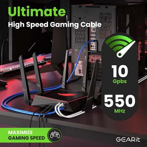 Miniatura 5 de GearIT cable Ethernet de 0.5 pies Cat6 - Cable para computadora a red LAN, color negro, Negro