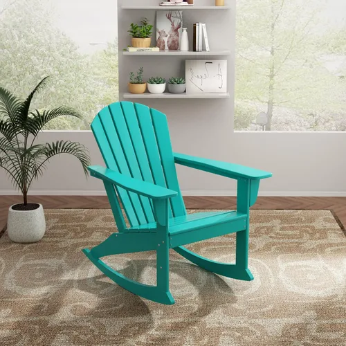Miniatura 36 de WO Home Furniture Silla Mecedora de Patio al Aire Libre Tradicional HDPE Resistente a los Rayos UV (Negro)