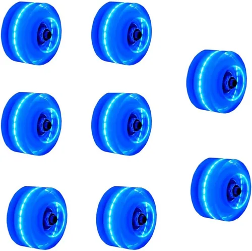 Paquete de 8 ruedas de patinaje con luces de 2.283 x 1.260 in con rodamientos para patines cuádruples o accesorios para patinaje de doble fila o