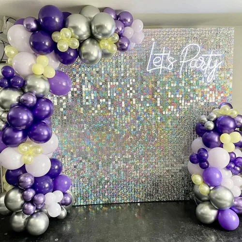 Miniatura 8 de Realife Fondo de pared brillante con 24 paneles de lentejuelas iridiscentes para decoración de bodas, fiestas, cumpleaños