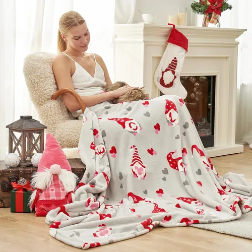Miniatura 7 de Cozy Bliss Manta de Regalo de Corazón de Amor de Gnomo Ultra Suave Milkyplush™ Manta de Tiro Patrón de Gnomo Lindo Mantas de Corazón para ella Gnomo