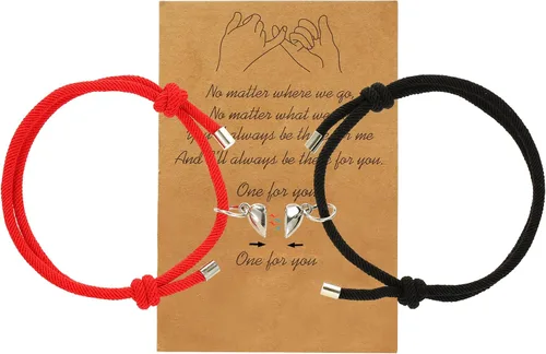 Miniatura 2 de GIEIWIW Pinky Promise Distance Matching Bracelets Friendship Couple Magnetic Bracelet Adjustable Cord Heart Bracelet For Graduation Valentine's Day