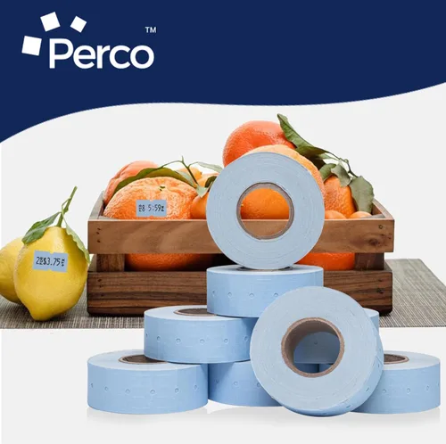 Miniatura 6 de Etiquetas azules Perco de 1 línea - 8 rollos, 1 funda, 8,000 etiquetas en blanco para pistolas de precio y fecha de 1 línea Perco - Fabricadas