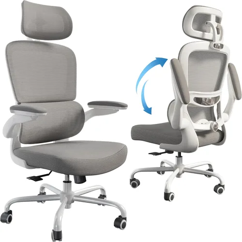 Miniatura 8 de TRALT Silla ergonómica de oficina, silla de escritorio con reposacabezas ajustable, silla de computadora de soporte lumbar, silla cómoda de malla