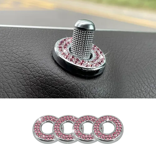 Miniatura 8 de BEYPOVK Paquete de 4 fundas brillantes para cerradura de puerta interior de automóvil, calcomanías de diamantes de imitación, tapones para cerradura