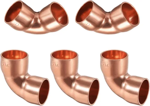 Miniatura 12 de DTGN 1/4 pulgadas (diámetro interior) de 90 grados de montaje de tubería de cobre - 5 unidades - bueno para sistema de tuberías de agua - adaptador