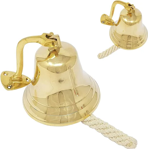 Campana de barco náutico de latón, escuela, cena, recepción, decoración del hogar, campana colgante de pared de 4 pulgadas, rústico, vintage,