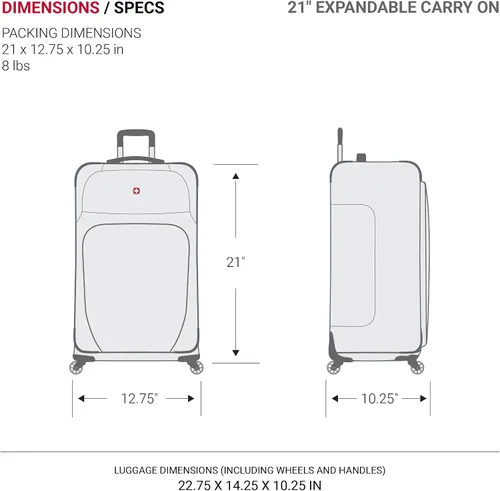 Miniatura 8 de SwissGear Gris oscuro 3 Piece Set 212527 Equipaje Sion Softside con ruedas giratorias