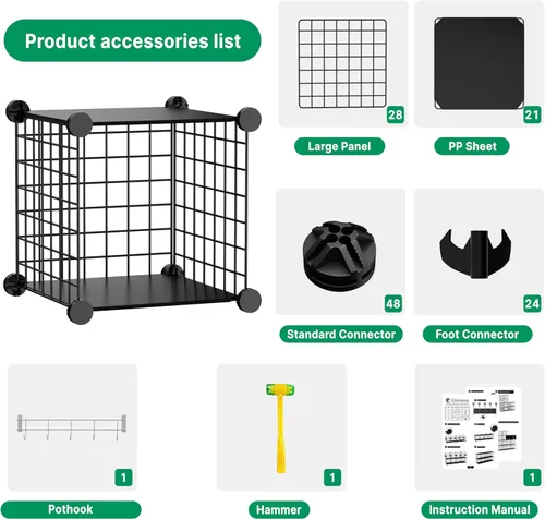 Miniatura 6 de Organizador de almacenamiento de cubos de alambre, 12 cubos convertidos en 14 cubos, rejillas de metal resistentes, estantes de almacenamiento