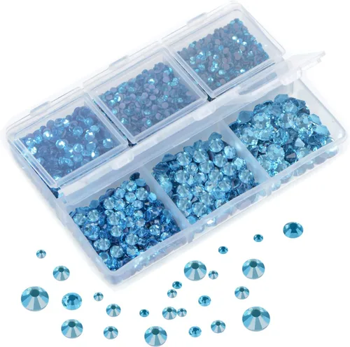 Miniatura 2 de AD Beads 4500 diamantes de imitación termoadhesivos con parte trasera plana, 6 tamaños (0.079-0.236 in), gemas de cristal redondas con pinzas