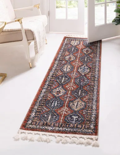 Miniatura 10 de Unique Loom Aramis Collection - Alfombra de área (2 pies x 3 pies 1 pulgada, rectangular, rojo óxido/azul)