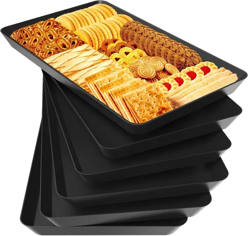 Miniatura 10 de WOWBOX 4 bandejas de servir para entretenimiento, platos para servir aperitivos, frutas, galletas, postres, bandejas de plástico reutilizables
