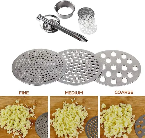 Miniatura 5 de Ricer profesional de patatas de acero inoxidable, triturador de papas con 3 discos de arroz para arroz grueso y fino, la mejor prensa de papas