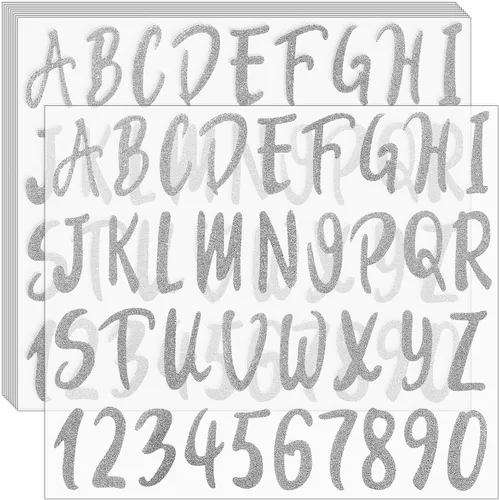 Miniatura 8 de Calcomanías de letras del alfabeto con purpurina, 360 piezas, 10 hojas autoadhesivas de letras doradas, 2 pulgadas