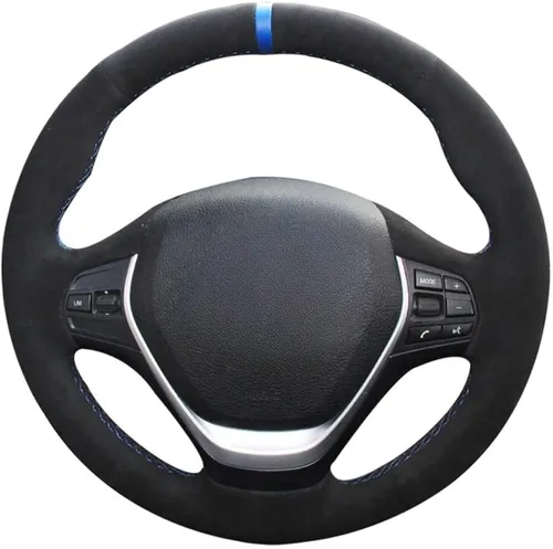 Miniatura 6 de MEWANT Envoltura de volante de ante negro cosida a mano para BMW 2Series F22 F23 F30 F34 F32 F33 F36 Cubierta de volante DIY