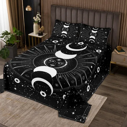 Miniatura 39 de Erosebridal Juego de colcha de teñido anudado arcoíris, juego de ropa de cama bohemio de calavera de la muerte, juego de ropa de cama tamaño King