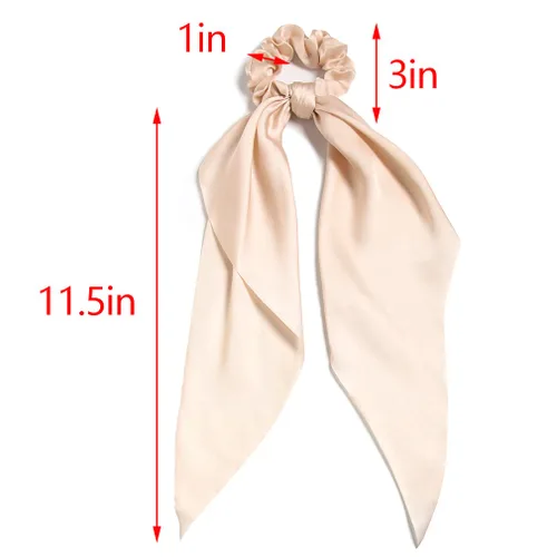 Miniatura 3 de Coleteros para el cabello para mujer, bufanda LFOUVRE Scrunchies, 2 piezas de bufandas anudadas para niñas, bufanda de satén sedoso, banda elástica
