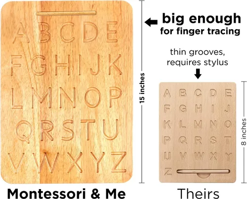 Miniatura 3 de Tablero de trazaso del alfabeto Montessori& Me, hecho de madera, letras de Montessori - Letras de madera - letras grandes para niños pequeños a