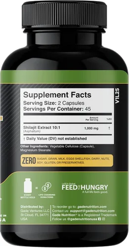 Miniatura 8 de Gade Nutrition Pure Shilajit Cápsulas Shilajit del Himalaya con ácido fúlvico y minerales esenciales para combatir la fatiga Cápsulas vegetales