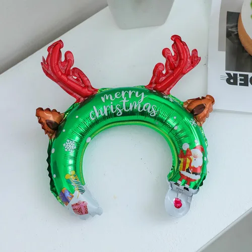 Miniatura 8 de Diadema de globo de Navidad, globo de papel de aluminio, diadema inflable de Navidad, globos inflables para decoración de fiestas temáticas