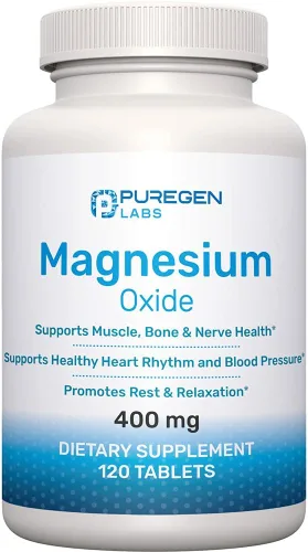 Suplemento de magnesio de 400 mg [alta potencia] – Óxido de magnesio para apoyo inmunológico, recuperación muscular, calambres en las piernas y