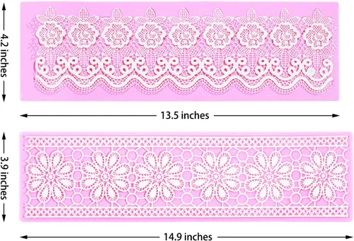 Miniatura 4 de Moldes de fondant de encaje en relieve, tapete de encaje de flores de múltiples círculos, herramienta de decoración de pasteles de boda, molde