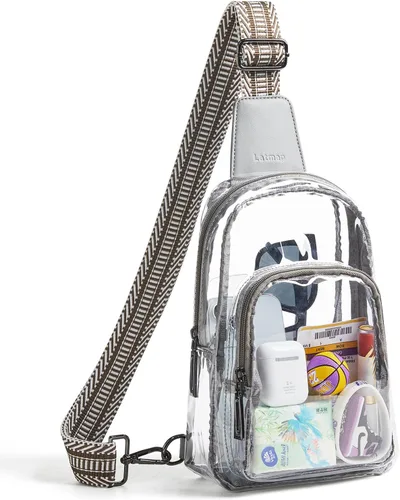 Miniatura 19 de LATMAP Bolsa transparente para eventos de estadio, bolso transparente para mujer, bolsa cruzada de estadio, bolsa transparente para conciertos