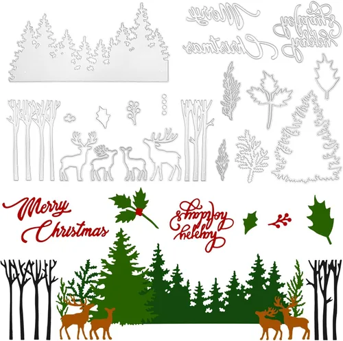 Miniatura 7 de Lasnten Troqueles de Navidad con temática navideña, troqueles de corte de metal para hacer tarjetas, palabras de Feliz Navidad, troquelados, álbumes