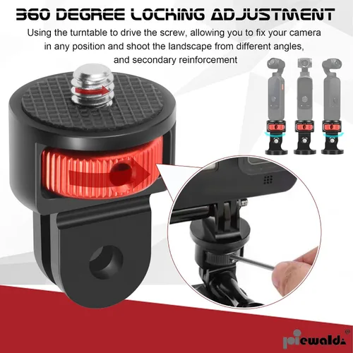 Miniatura 3 de Niewalda Adaptador de trípode de aluminio, 1 adaptador de conversión de ¼ a 20, compatible con cámaras de acción GoPro, Insta360 X3/Sjcam/cámara