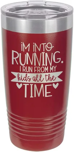 Miniatura 21 de Taza con texto en inglés "I RUN FROM MY KIDS 20oz Drink Tumbler with Straw », grabada con láser, taza de viaje con divertidas citas de Yeti Rambler
