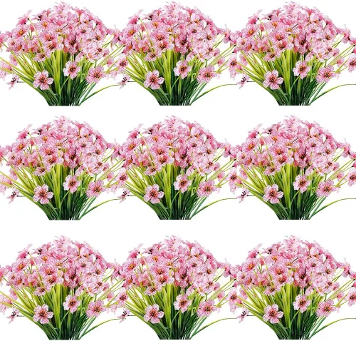 Miniatura 16 de JEMONG - 20 paquetes de flores artificiales para exteriores, resistentes a los rayos UV, flores falsas que no se decoloran, plantas de plástico