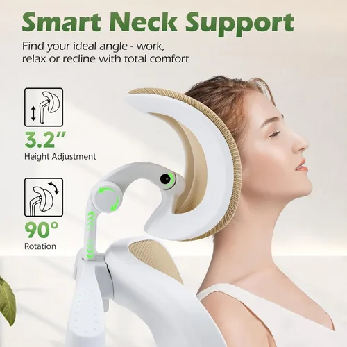 Miniatura 5 de AreShark Silla de Oficina Ergonómica con Soporte Lumbar Ajustable y Gancho para Reposacabezas, Silla de Malla Transpirable de Respaldo Alto con Caqui