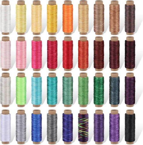 Miniatura 8 de Jupean, hilo encerado de 328 yardas, hilo de cuero de 10 colores, hilo encerado para reparación de tapicería y encuadernación, hilo para reparación