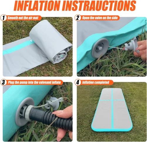 Miniatura 5 de SUDOO Gymnastics Air Mat 10ft/13ft/16ft Inflatable Air Tumble Track Mat 4" Thick Tumbling Mat With Pump or No Pump for Training Tumble Yoga Verde