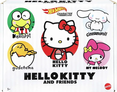 Miniatura 6 de Hot Wheels Sanrio - Coche de personajes de juguete, paquete de 5 unidades en escala 1:64: Hello Kitty, Keroppi, Gudetama, Cinnamaroll & My Melody