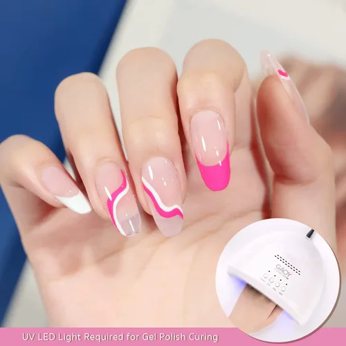 Miniatura 4 de GAOY Esmalte de uñas de gel, 6 colores clásicos, negro, blanco, dorado, plateado para diseño de pintura de uñas con pincel fino, manicura francesa