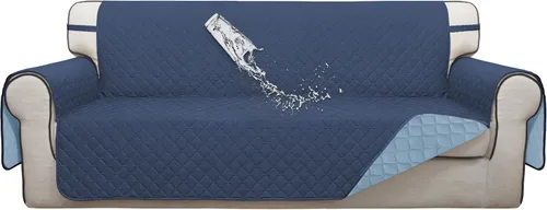 Miniatura 59 de ISSUNTEX Fundas de sofá de dos plazas con doble protección 100% impermeables para sala de estar, fundas para sofá de 2 cojines, protector de muebles