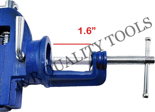 Miniatura 5 de VCT Tornillo de banco con base giratoria de sujeción de 2 pulgadas, soporte portátil para banco de trabajo, hogar, perforación, carpintería