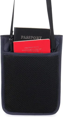 Miniatura 8 de Cartera con bloqueo RFID para pasaporte con bolsa de almacenamiento para el cuello para tarjeta de identificación de crédito de seguridad de viaje