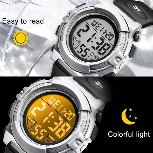 Miniatura 3 de Reloj analógico para niños, reloj para niños de 6 a 15 años, reloj digital para deportes al aire libre, multifuncional con cronógrafo LED 50 M