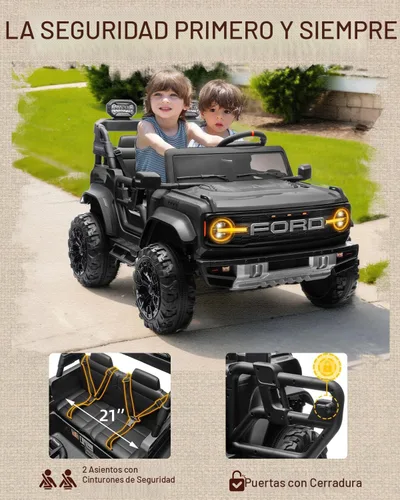 Miniatura 7 de First Ride On - Ford Bronco Raptor - Vehículo infantil eléctrico para niños grandes de 2 puestos, con licencia y control remoto, de 24 V, velocidad
