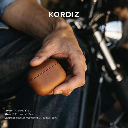 Miniatura 2 de KORDIZ Funda de cuero para AirPods Pro de 2ª generación - Funda de piel de vaca encerada con aceite genuino para Airpods Pro 2 - Pátina vintage Negro