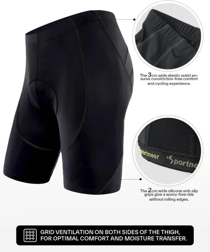 Miniatura 3 de Sportneer Pantalones cortos de ciclismo acolchados para hombre, acolchado 4D, pantalones cortos de ciclismo para hombre, transpirables y absorbentes