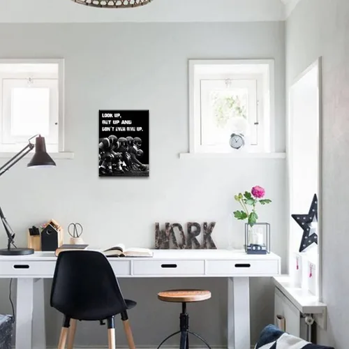 Miniatura 3 de Arte inspirador de pared con texto en inglés «Look Up and Dont Ever Give Up», decoración de fútbol para habitación de niños, fotos de afirmaciones