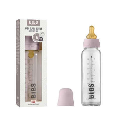 Miniatura 11 de BIBS Biberón de cristal para bebé. Anti-cólico. Pezón redondo de látex de caucho natural. Soporta lactancia materna, juego completo - 3.7 fl oz, nube