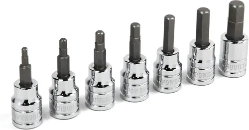 Miniatura 12 de Powerbuilt 640049 - Juego de 6 llaves de vaso Torx de 1/4 pulgadas, T10 T15 T20 T25 T27 T30, brocas S2 y enchufes de cromo-vanadio, estante