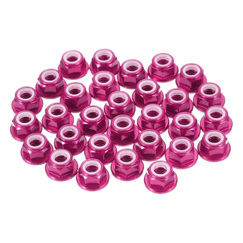 Miniatura 28 de MECCANIXITY 30 piezas de tuercas de bloqueo de aleación de aluminio M5 con paso de 0.8 mm, tuercas hexagonales con brida de nylon con rosca dentada