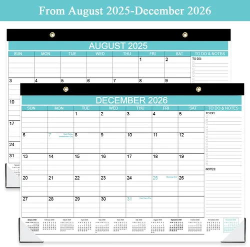 Miniatura 4 de Calendario de escritorio 2025-2026, desde agosto de 2025 a diciembre de 2026, calendario de escritorio con lista de tareas, papel de 140gsm, 17